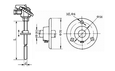 活動法蘭安裝整體鉆孔熱電阻