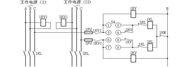 變壓器強油循環風冷卻器工作和備用電源自動切換回路接線圖