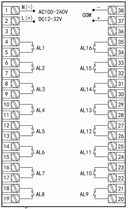 16路巡檢儀分別報(bào)警副機(jī)接線圖