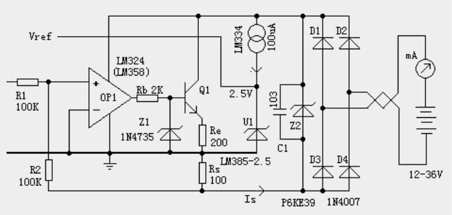 二線制變送器保護(hù)電路