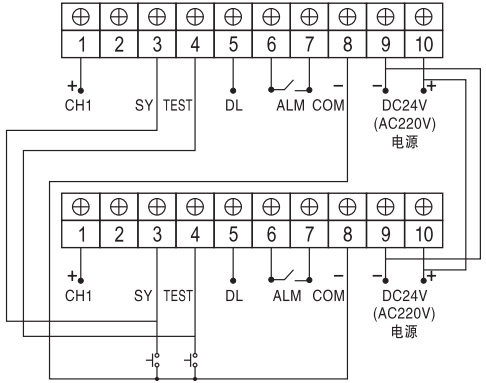 多臺單點閃光報警儀接線圖