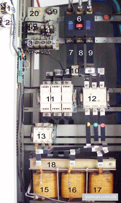 自耦變壓器減壓起動柜元件實物圖