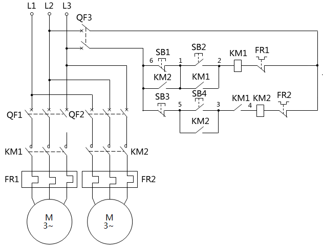 多條傳送帶運送原料控制線路
