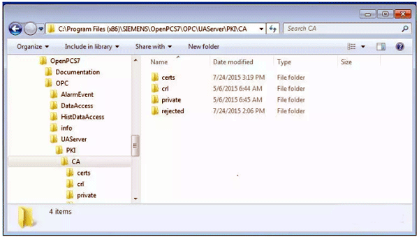 OPC UA服務(wù)器會(huì)將UA客戶端的證書復(fù)制到存放被拒絕證書的文件夾