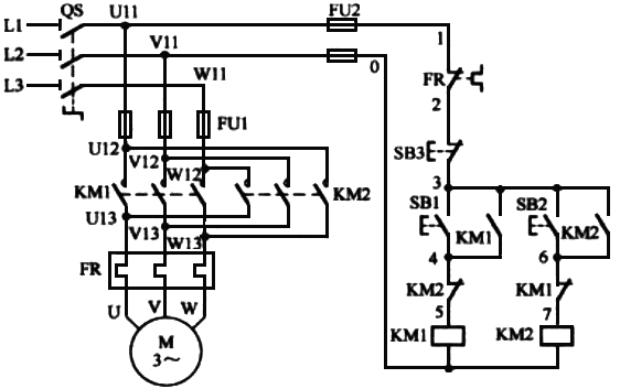 電動機正傳和反轉控制電路
